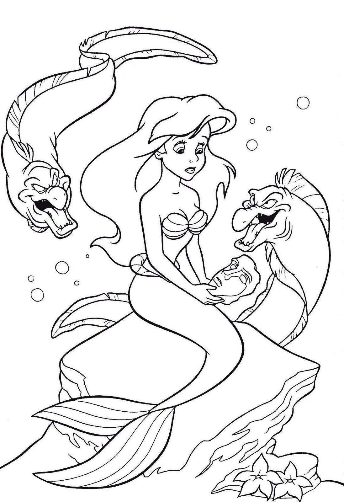 Ideas Fantasticas Dibujos Para Colorear De La Sirenita Ariel Y Sus